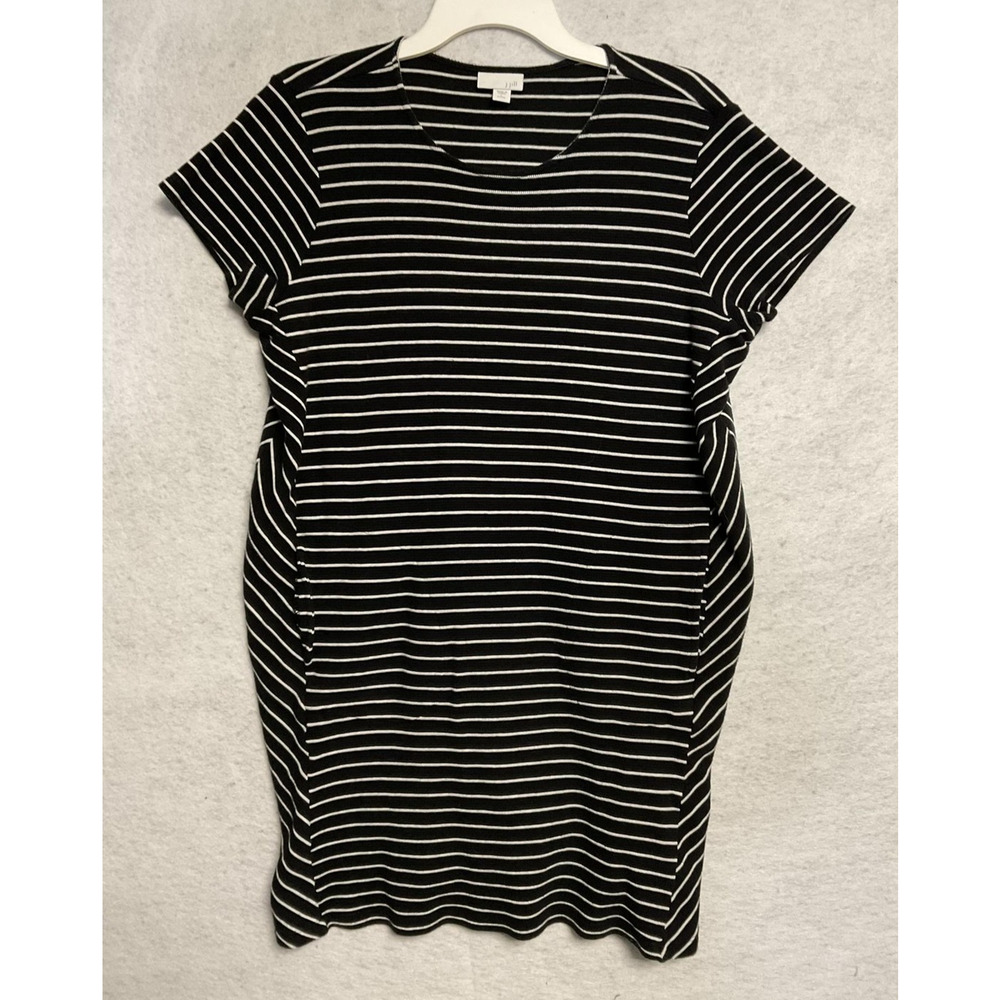 J. Jill‎ Dress Womens Petite Large Black White Stripe T-Shirt Shift Pockets